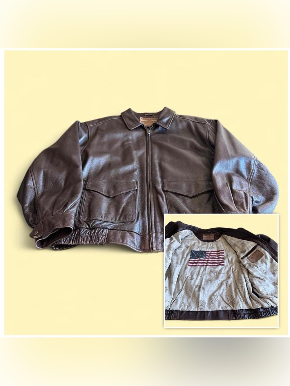 Vintage Sonoma Dark Brown Leather Bomber Jacket Heavyweight Men’s Size 2XL